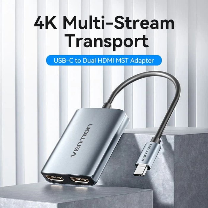 Vention Cable Conversor USB Tipo-C Macho a 2x HDMI Macho Gris